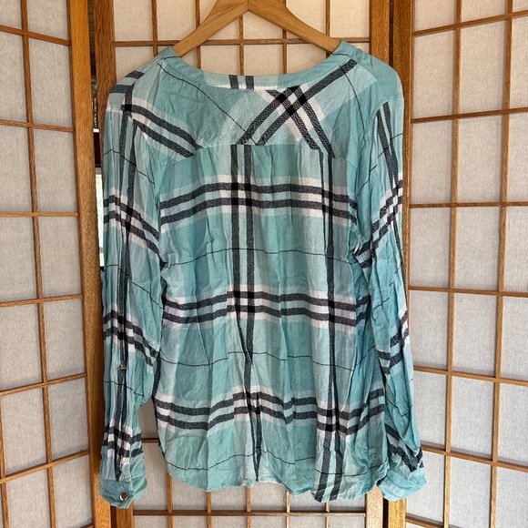 Blue Plaid Quarter Zip Top - Picture 2 of 11
